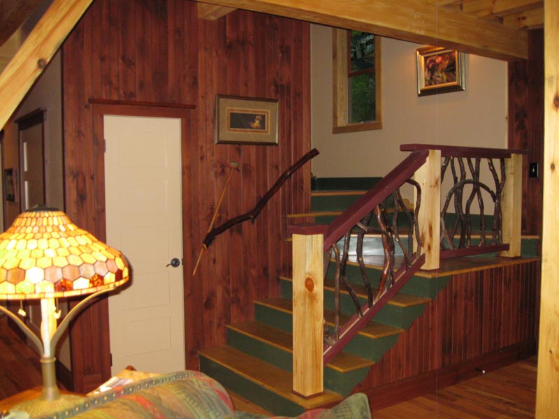 Wooden Staircase, walls, beams